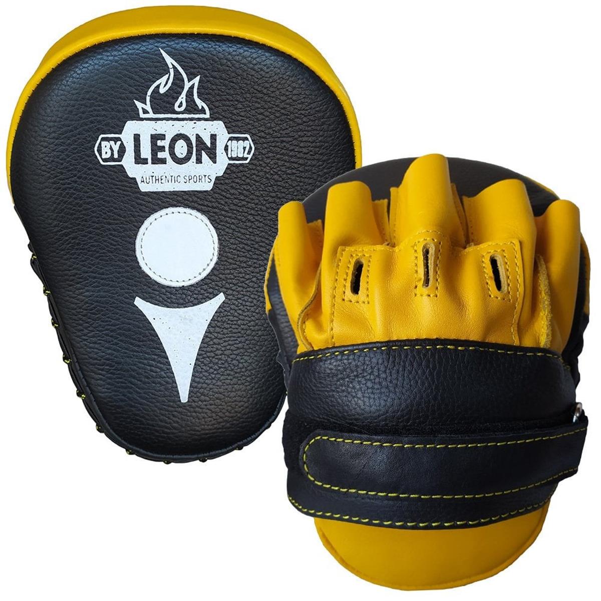 Leon Ultimate Hakiki Deri Boks ve Kick Boks El Lapası Ellik Siyah Sarı