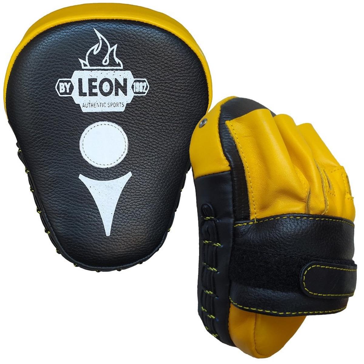 Leon Ultimate Hakiki Deri Boks ve Kick Boks El Lapası Ellik Siyah Sarı