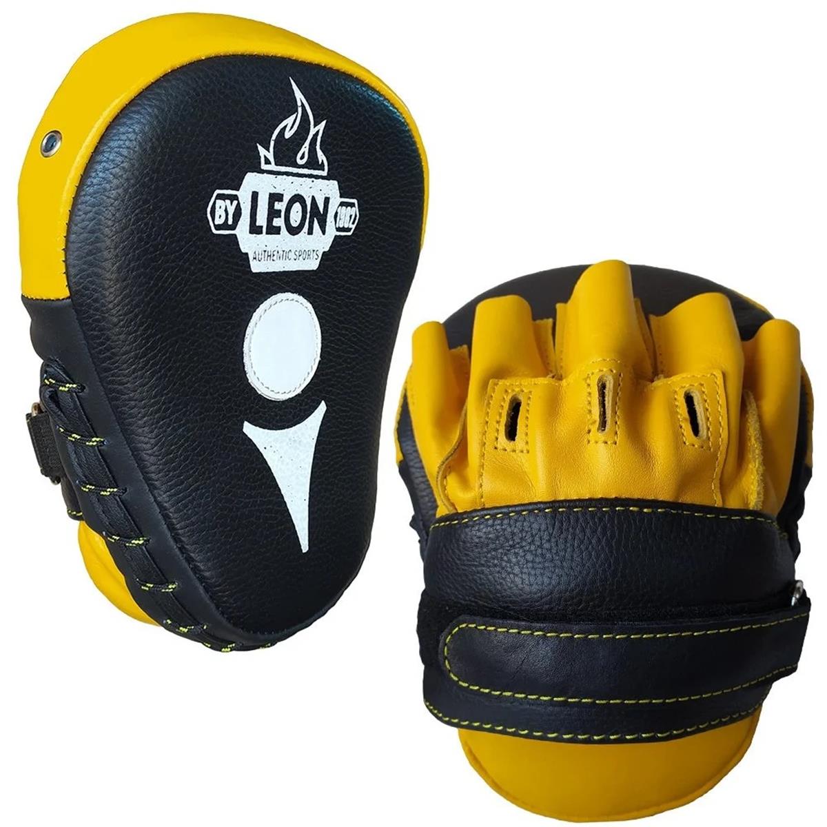 Leon Ultimate Hakiki Deri Boks ve Kick Boks El Lapası Ellik Siyah Sarı