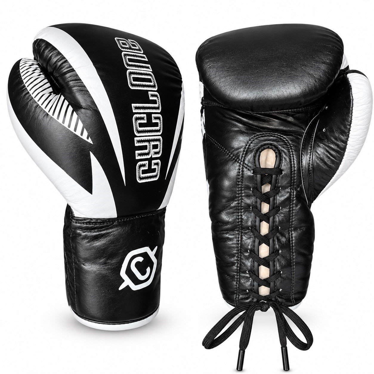 Cyclone Clash Orijinal Deri Boks ve Kick Boks Eldiveni Siyah