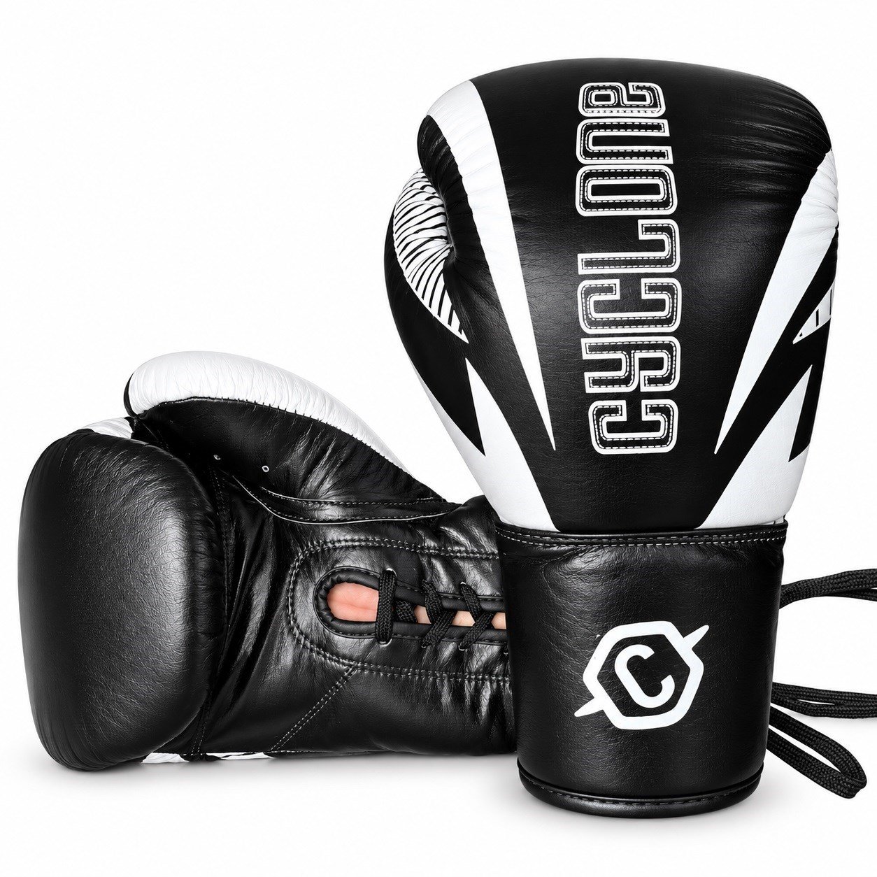 Cyclone Clash Orijinal Deri Boks ve Kick Boks Eldiveni Siyah