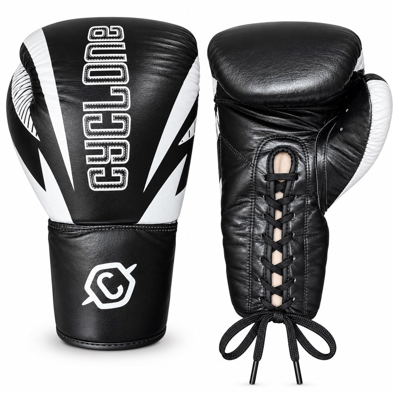 Cyclone Clash Orijinal Deri Boks ve Kick Boks Eldiveni Siyah