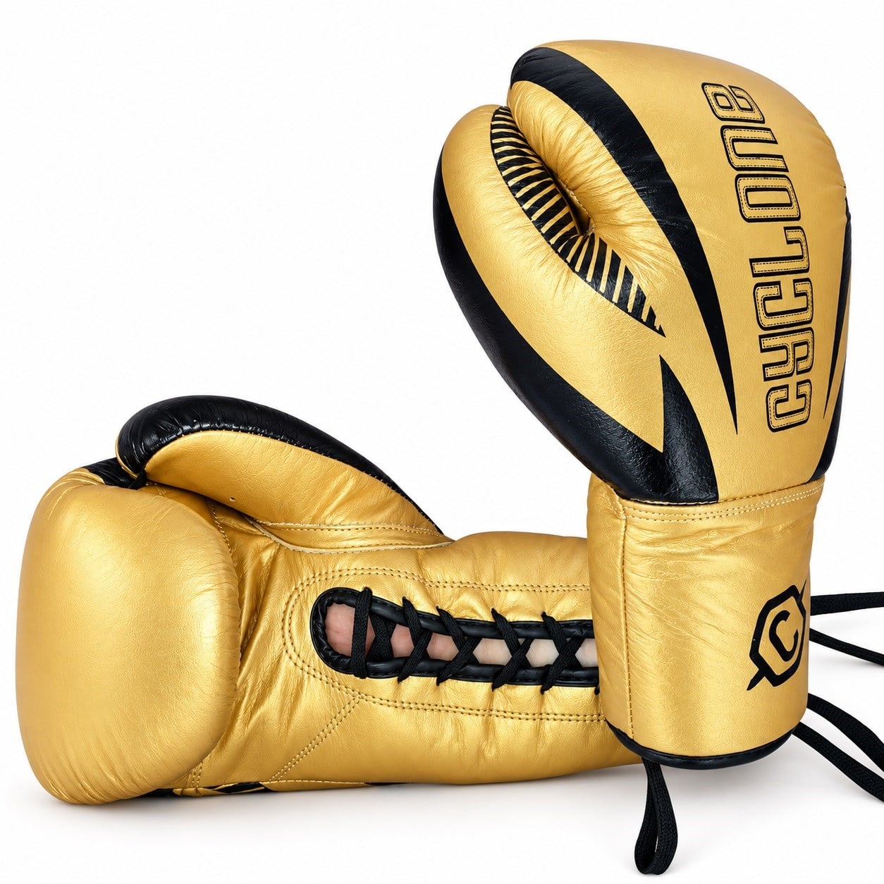 Cyclone Clash Orijinal Deri Boks ve Kick Boks Eldiveni Siyah
