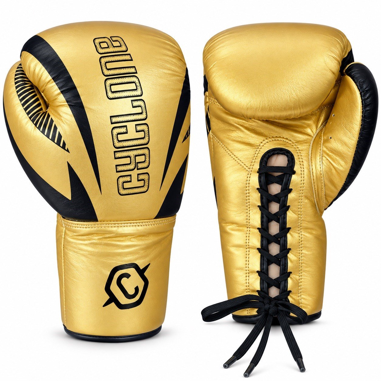 Cyclone Clash Orijinal Deri Boks ve Kick Boks Eldiveni Siyah