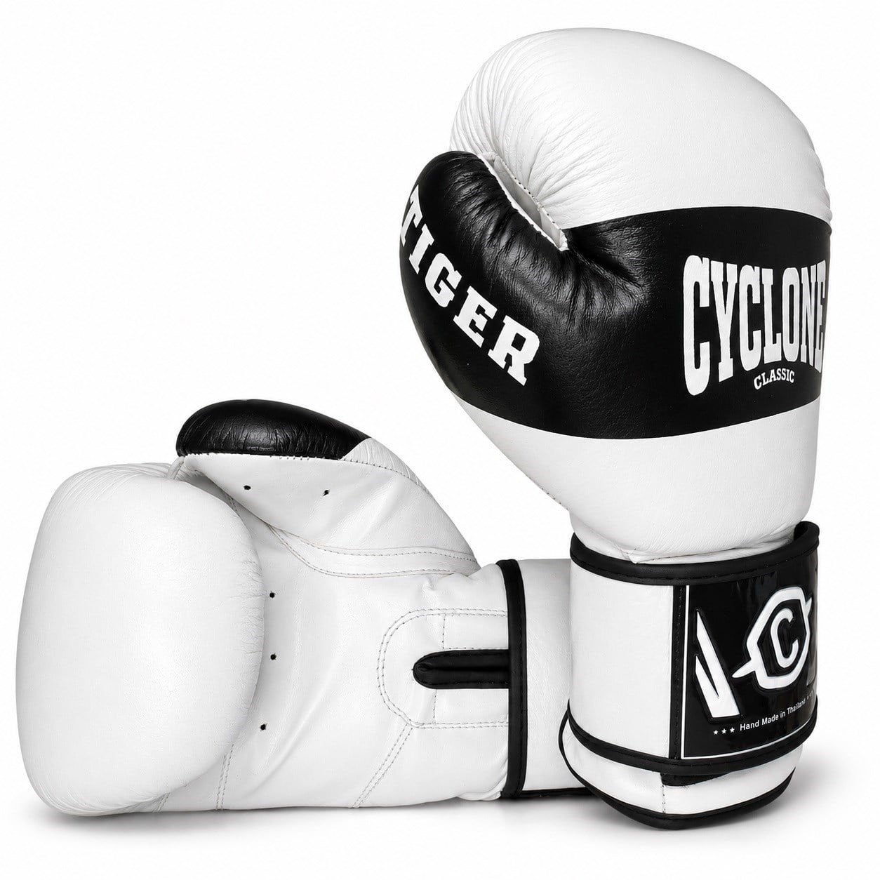 Cyclone Tiger Orijinal Deri Boks ve Kick Boks Eldiveni Beyaz