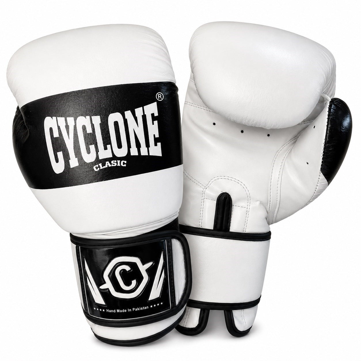 Cyclone Tiger Orijinal Deri Boks ve Kick Boks Eldiveni Beyaz