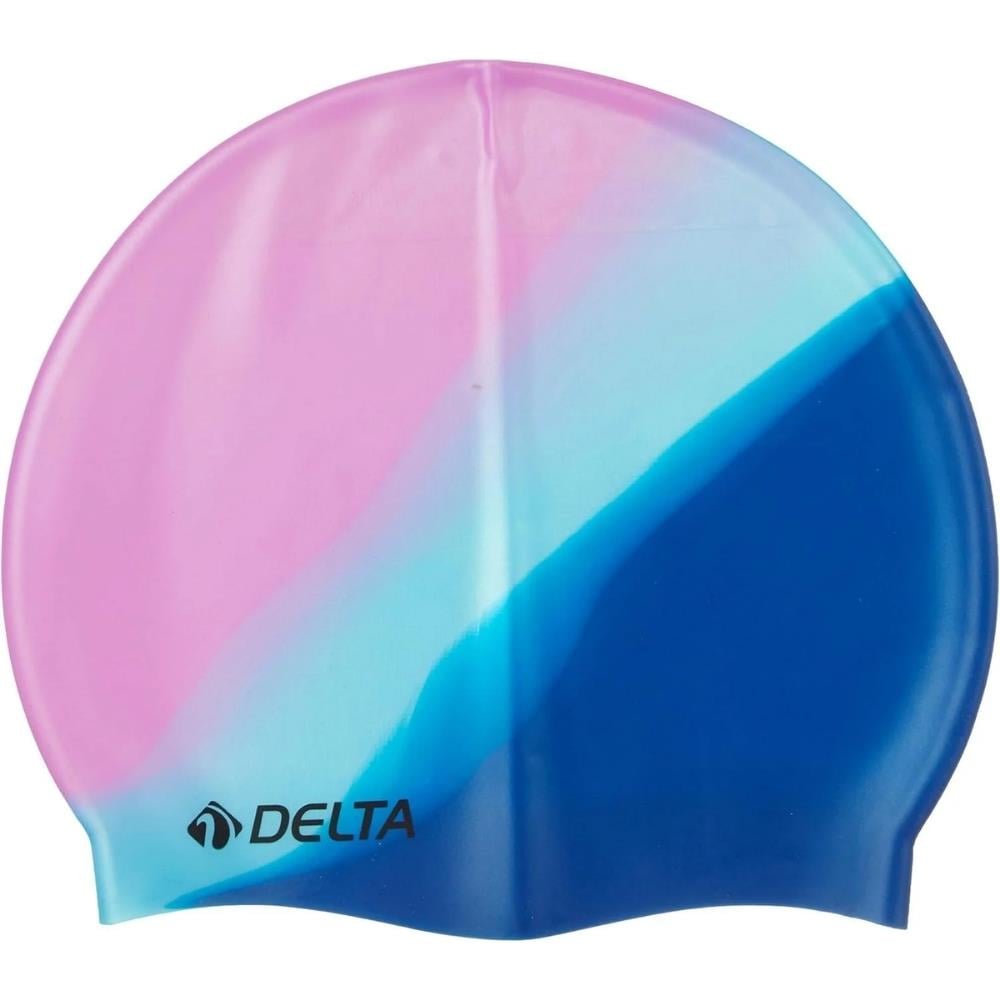 Delta Silikon Gökkuşağı Bone Yüzücü Havuz Bonesi Lacivert-Mavi-Pembe