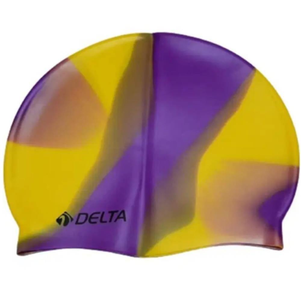 Delta Silikon Gökkuşağı Bone Yüzücü Havuz Bonesi Mor ve Sarı