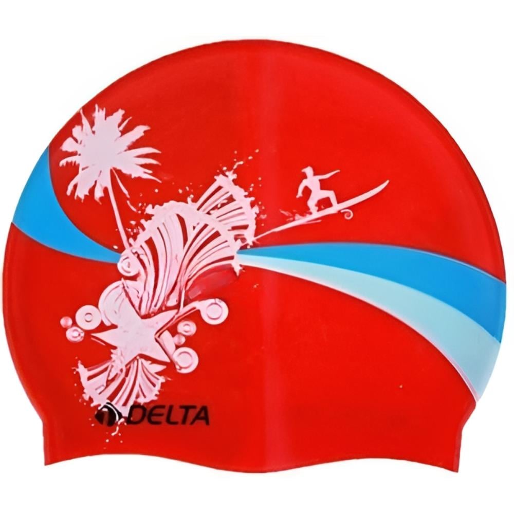 Delta Silikon Gökkuşağı Bone Yüzücü Havuz Bonesi Kırmızı-Mavi