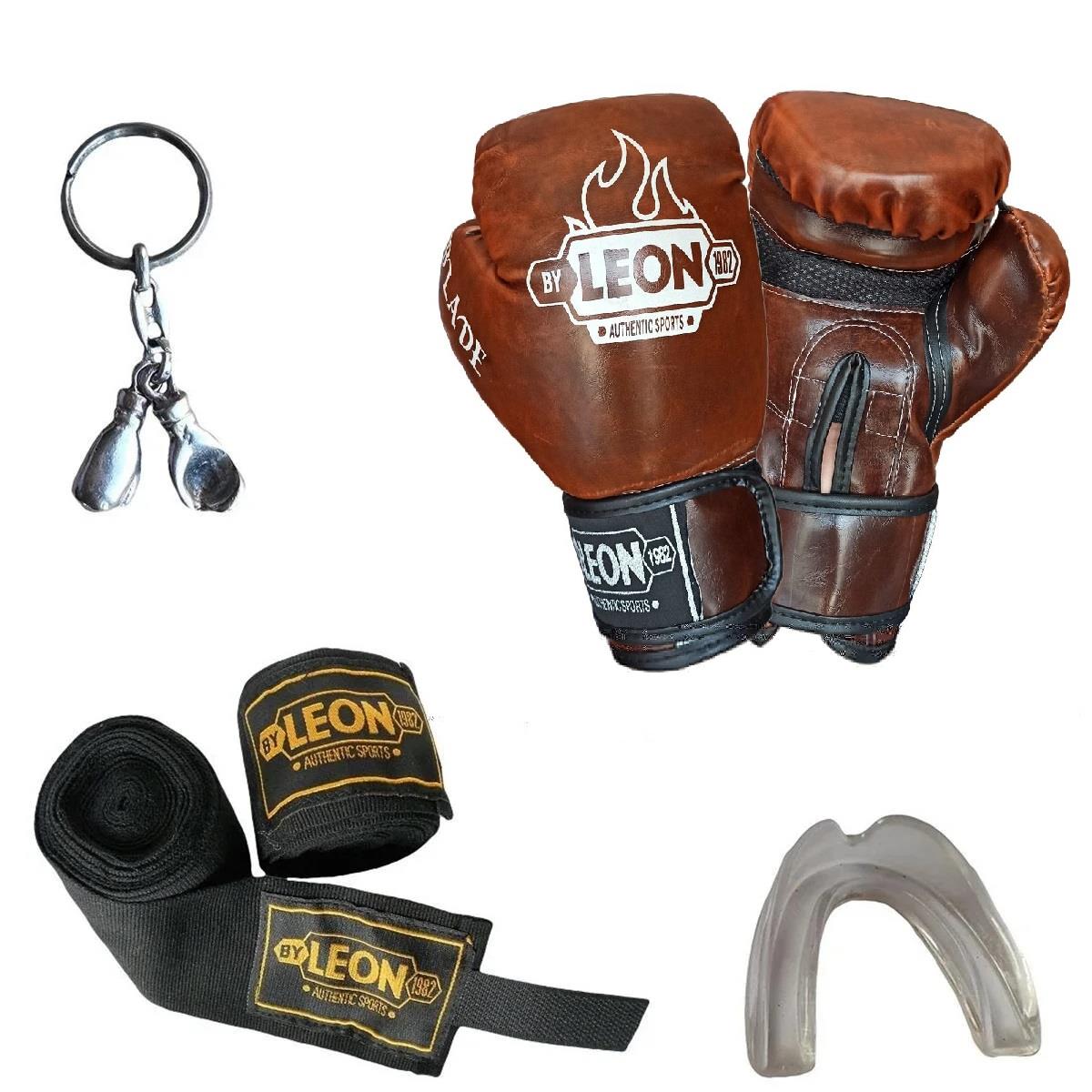 Leon Blade Training Boks Eldiveni, Bandaj Dişlik Anahtarlık Seti Kahverengi