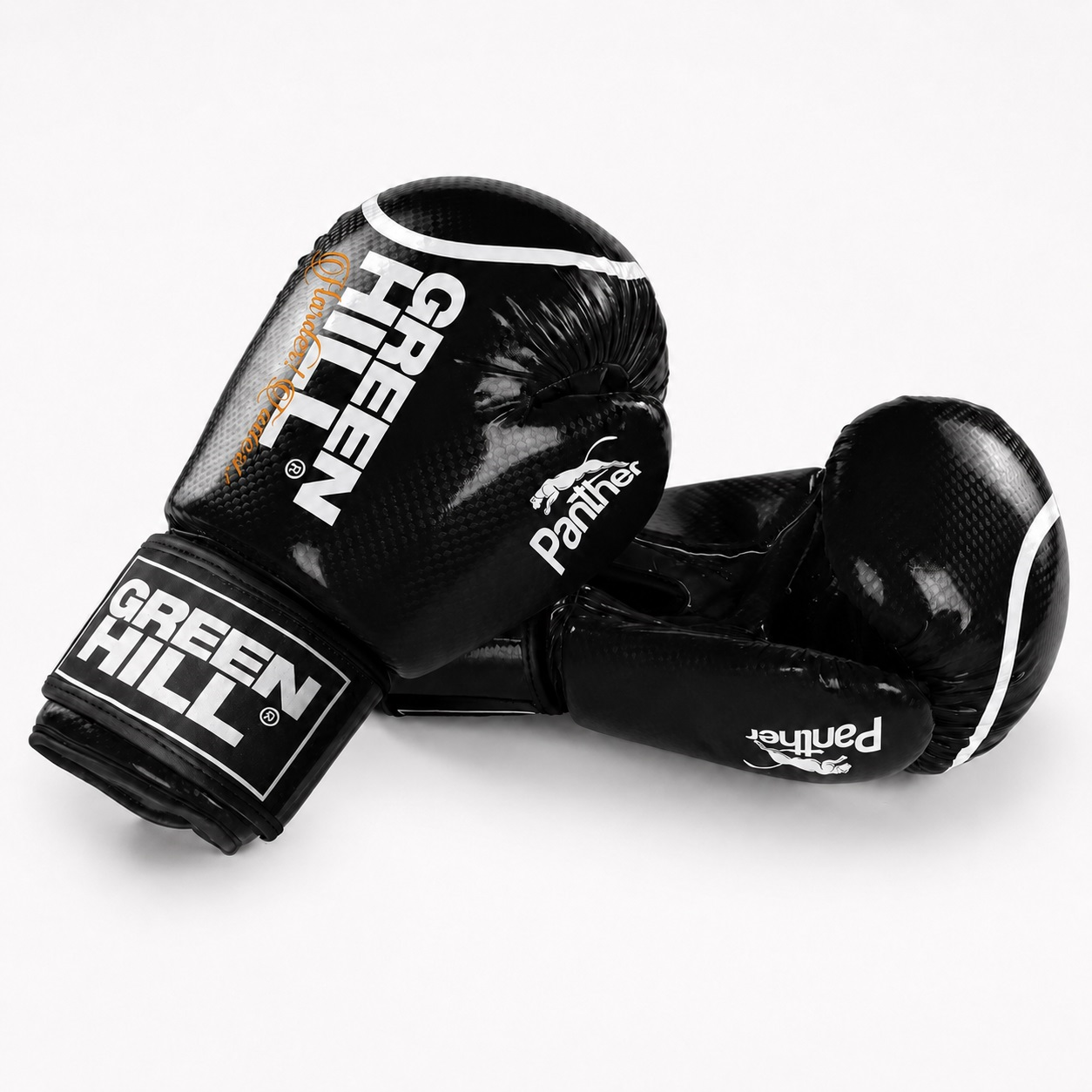 Green Hill Panther Carbon Deri Boks ve Kick-Boks Eldiveni Siyah