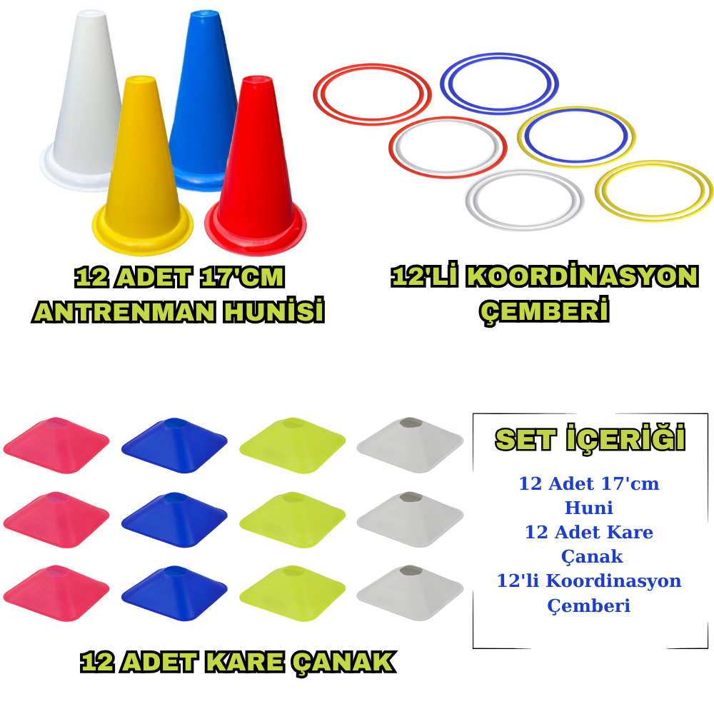 Kodispa 12'li 17'cm Hunili Kare Çanaklı Antrenman Seti