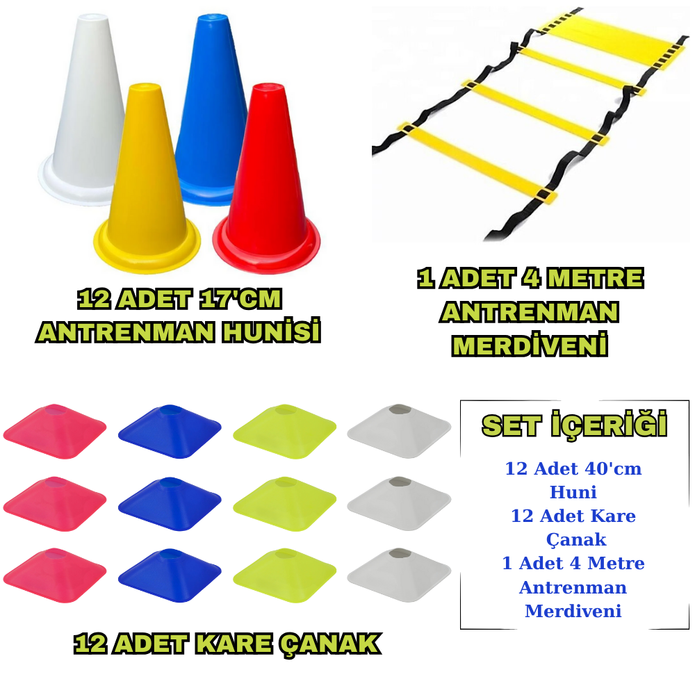 Kodispa 12'li 17'cm Hunili Kare Çanaklı Antrenman Seti