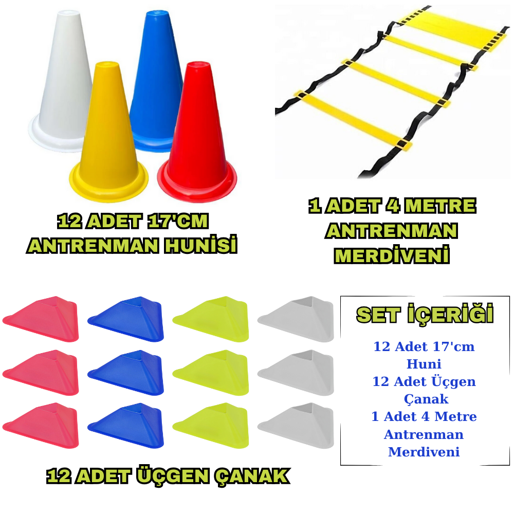 Kodispa 12'li 17'cm Hunili Üçgen Çanaklı Antrenman Seti