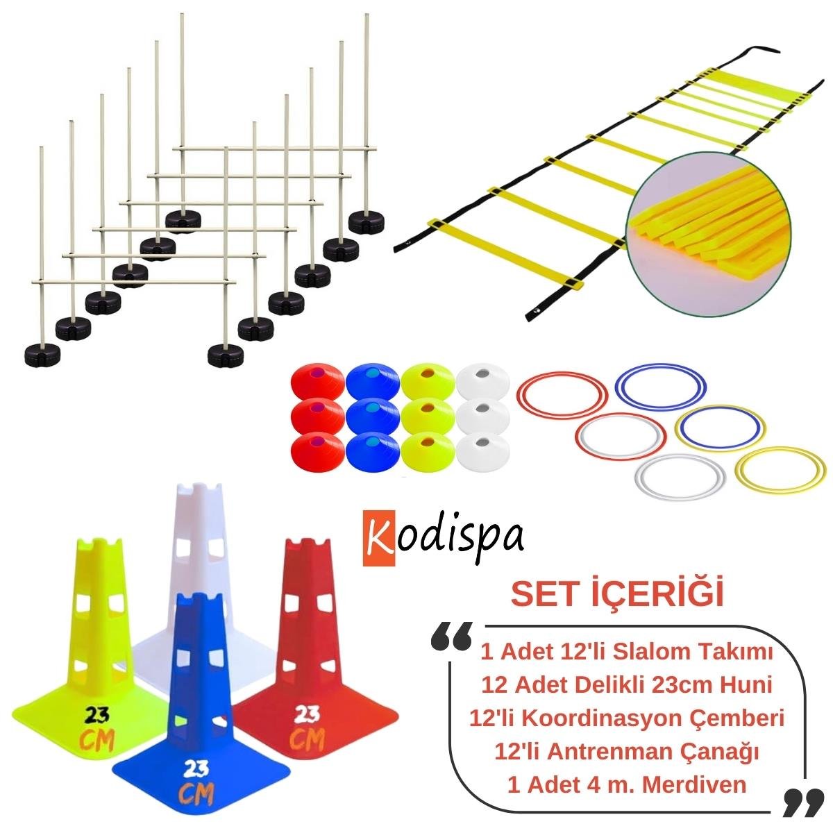 Kodispa Slalomlu 23cm Delikli Hunili Full Antrenman Seti