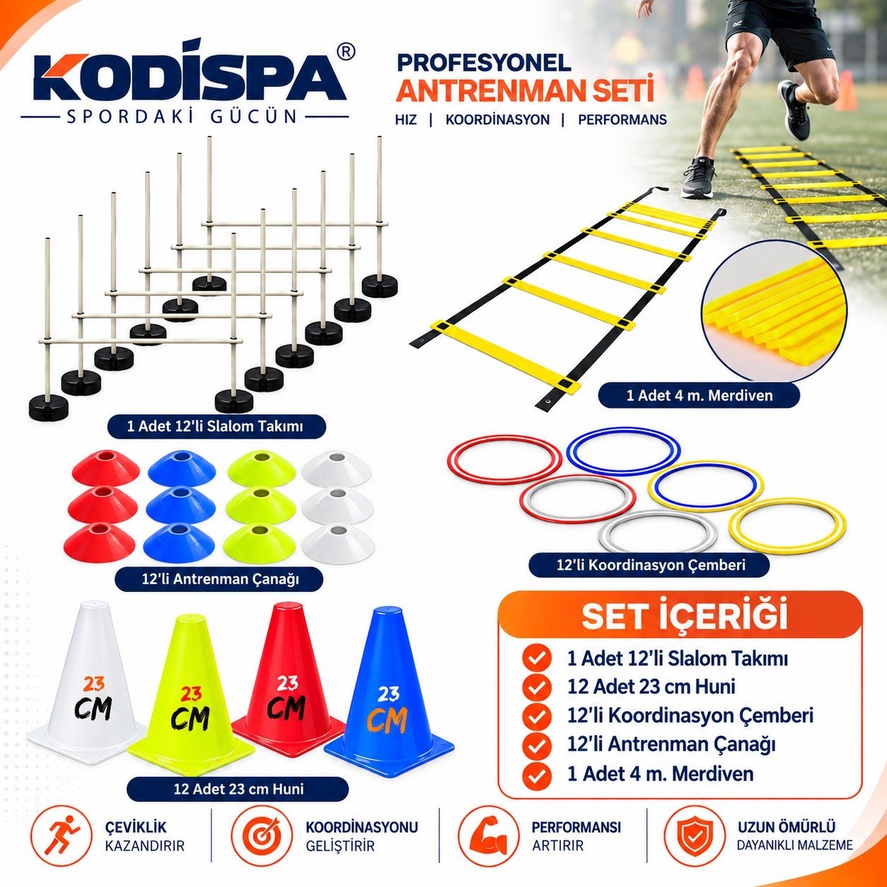 Kodispa Slalomlu 23cm Hunili Full Antrenman Seti