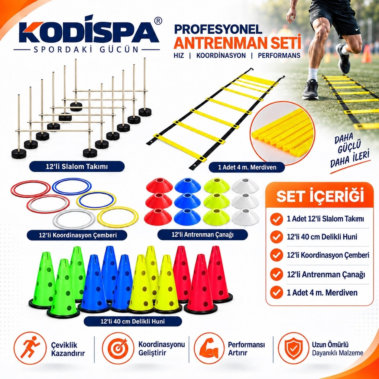Kodispa Slalomlu 40cm Hunili Full Antrenman Seti