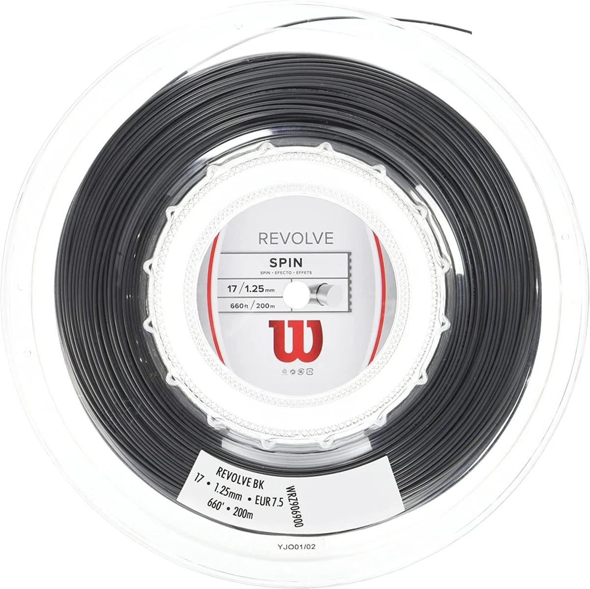 Wilson Revolve Spin 1,25 mm. Rulo Raket Kordajı 200 metre Siyah