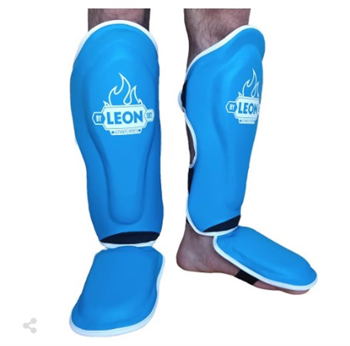 Leon Solid Muay Thai ve Kick Boks Ayak ve Kaval Koruyucu Mavi