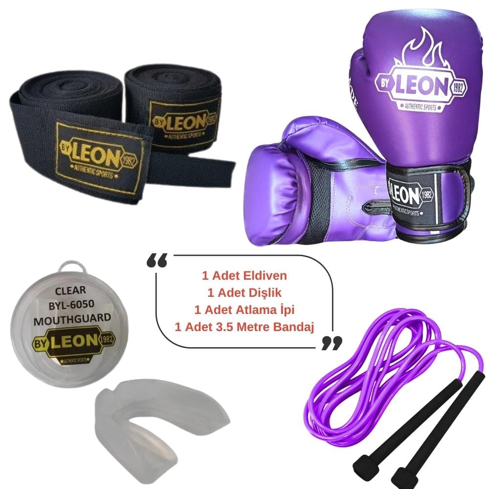 Leon Blade Training Boks Eldiveni, Bandaj Dişlik Atlama İpi Seti Mor