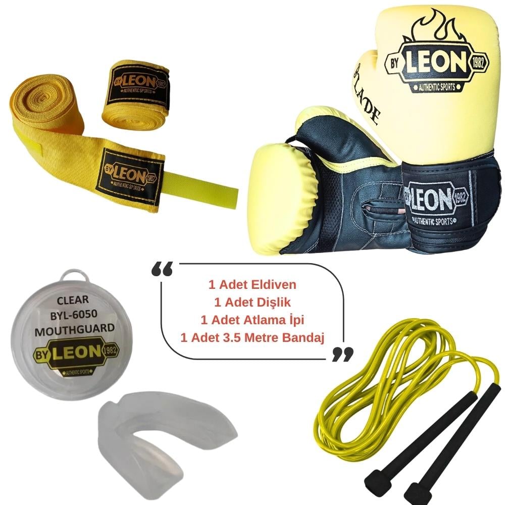 Leon Blade Training Boks Eldiveni, Bandaj Dişlik Atlama İpi Seti Sarı