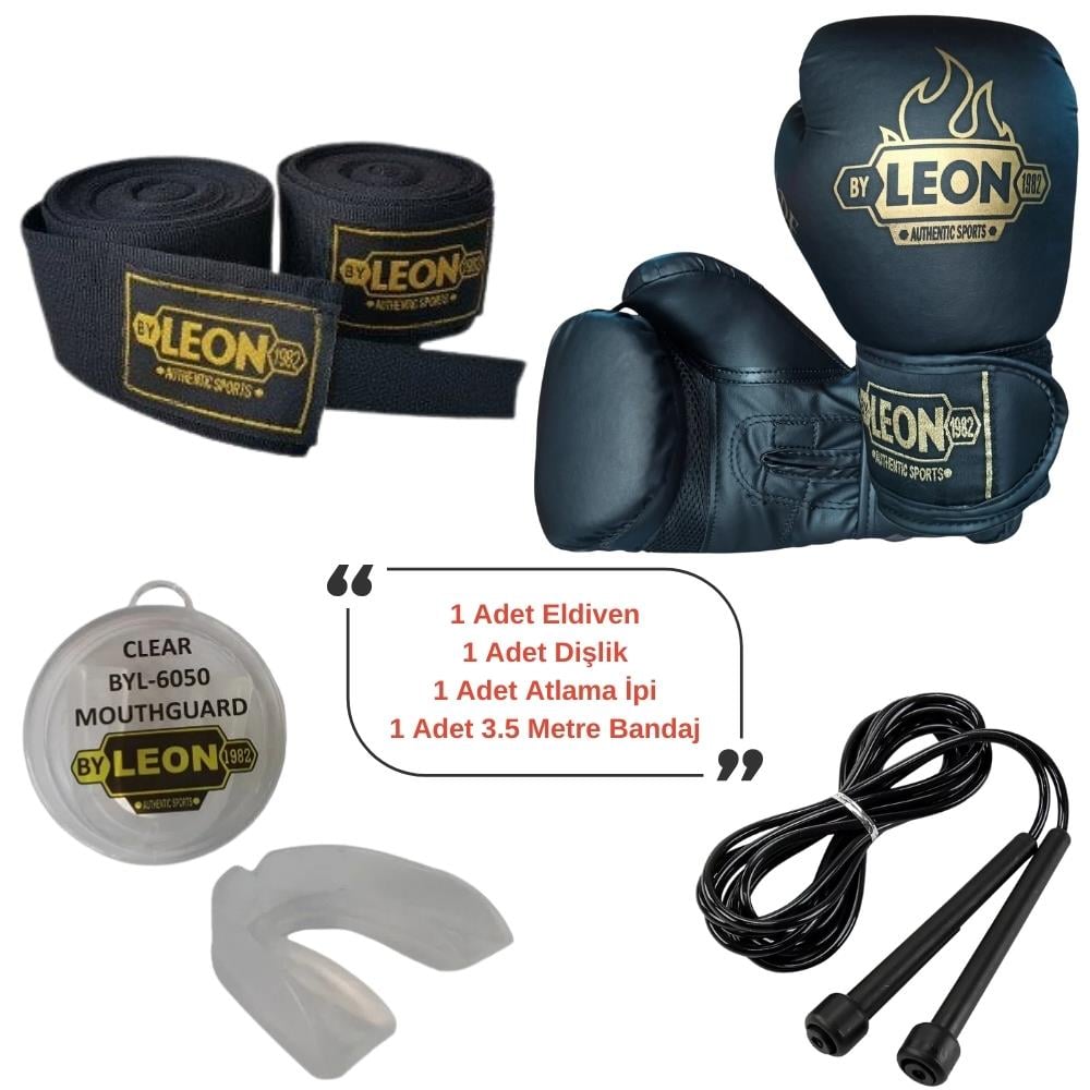 Leon Blade Training Boks Eldiveni, Bandaj Dişlik Atlama İpi Seti Siyah