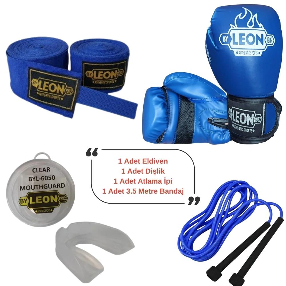 Leon Blade Training Boks Eldiveni, Bandaj Dişlik Atlama İpi Seti Mavi
