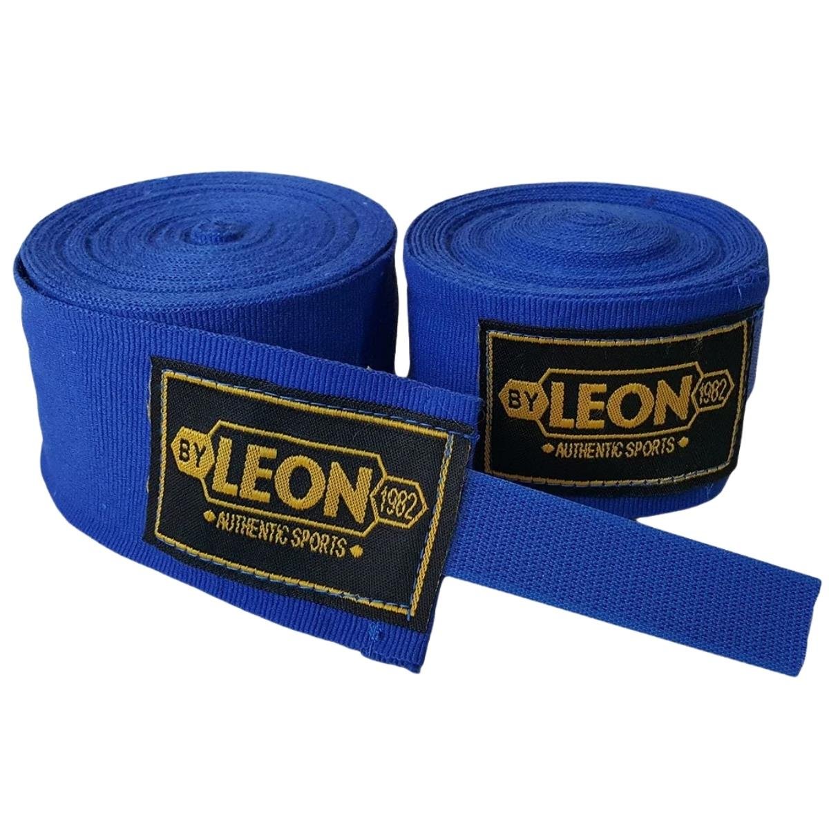 Leon Blade Training Boks Kick Boks Ve Muay Thai Eldiveni ve 3,5 m Bandaj Seti Mavi