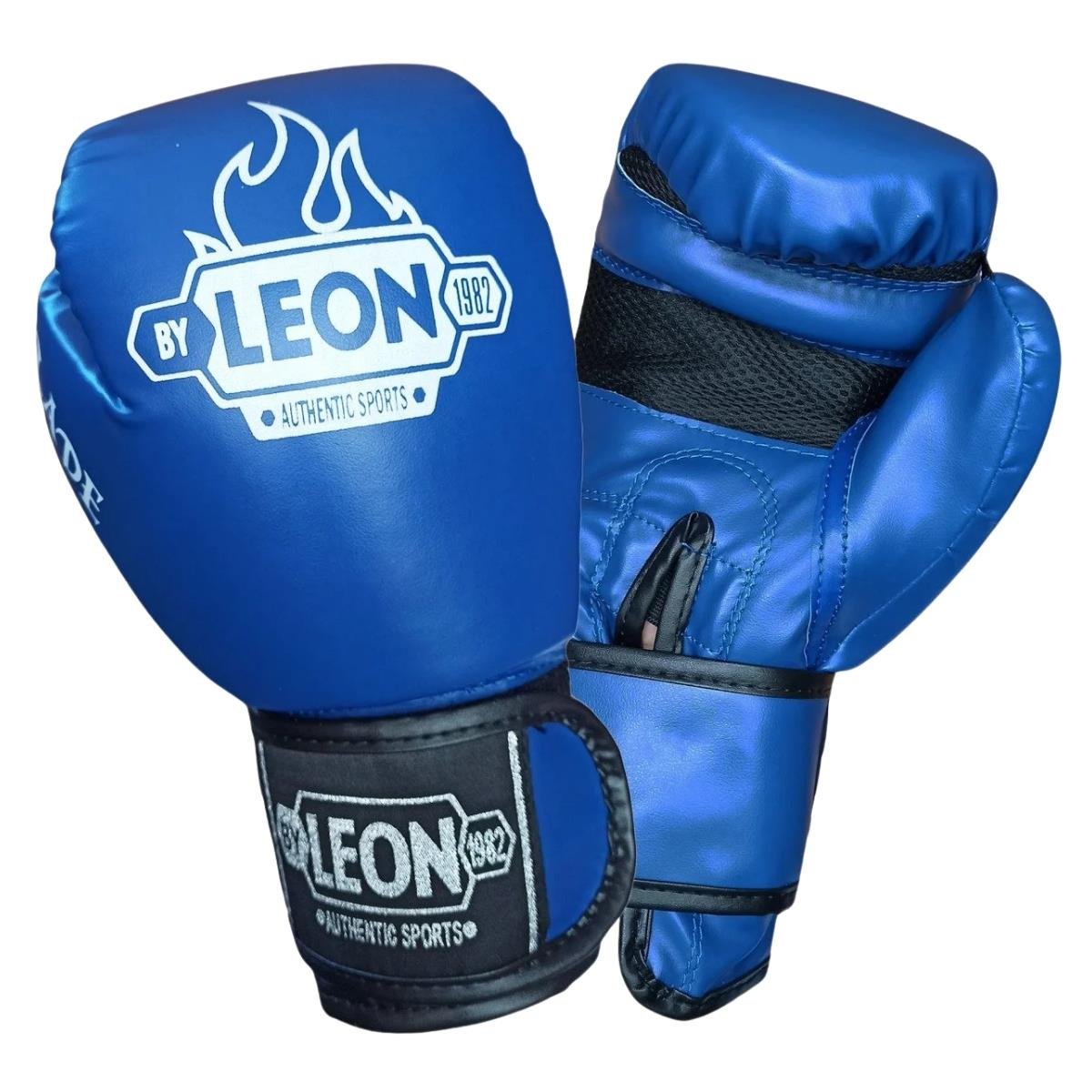Leon Blade Training Boks Kick Boks Ve Muay Thai Eldiveni ve 3,5 m Bandaj Seti Mavi