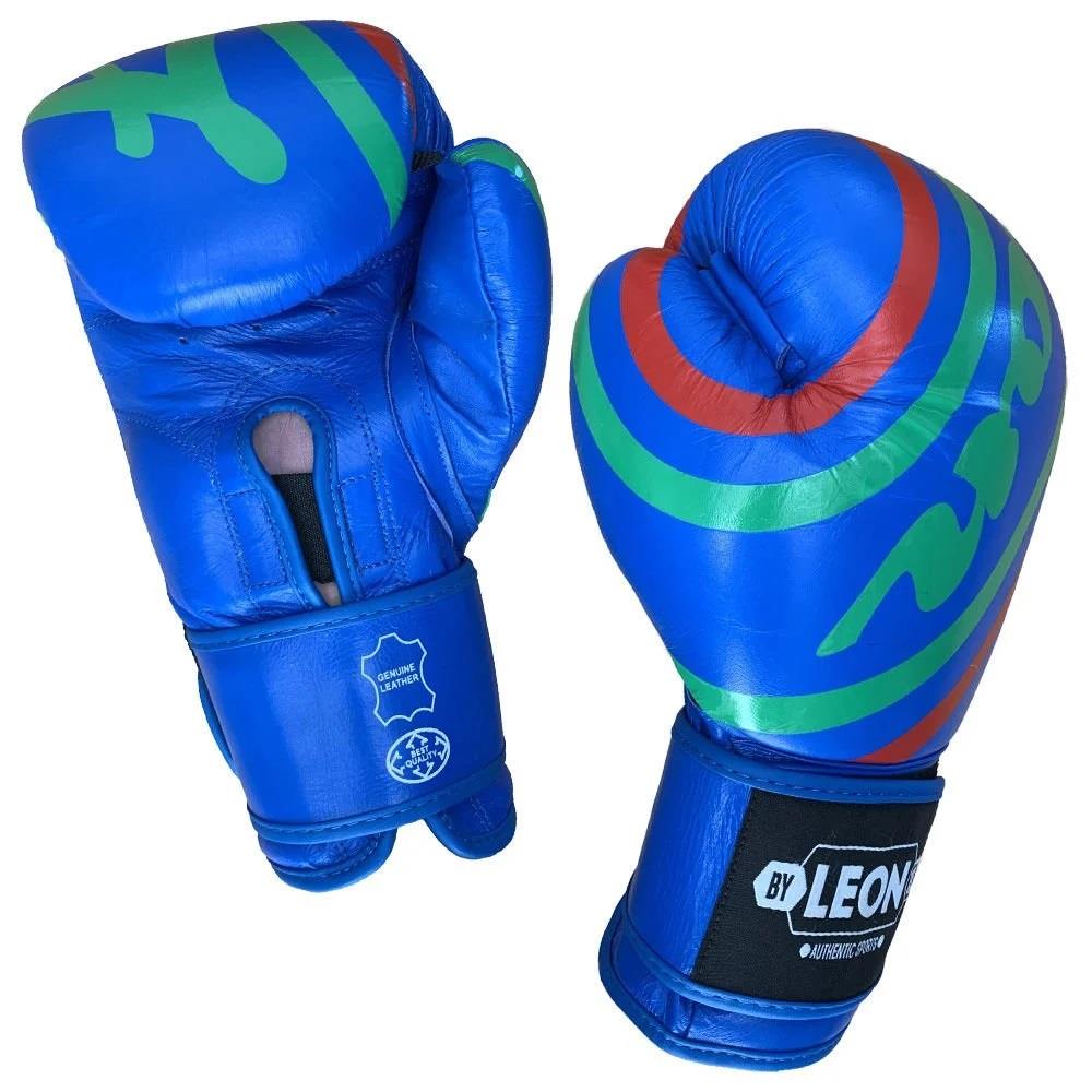 Leon Curved Deri Kick Boks ve Muay Thai Eldiveni Mavi