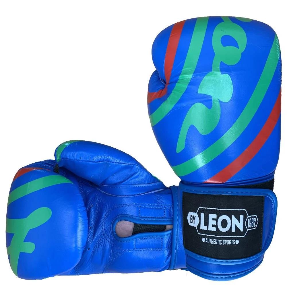 Leon Curved Deri Kick Boks ve Muay Thai Eldiveni Mavi