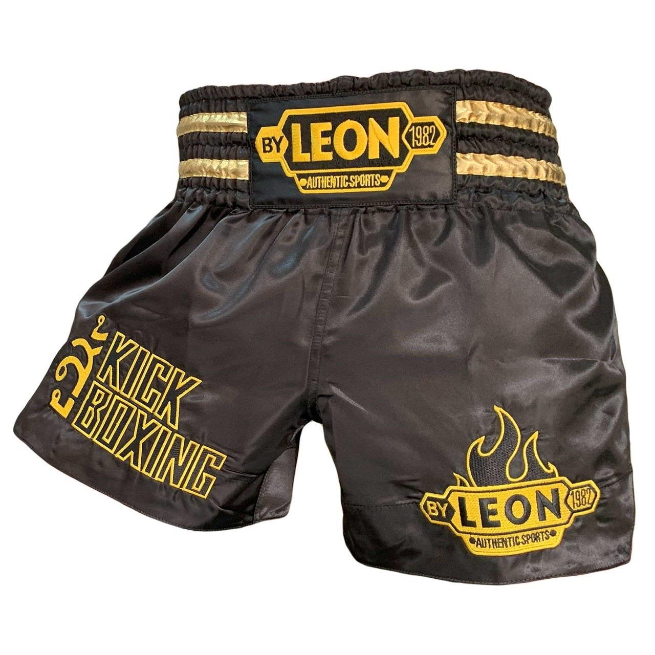 Leon Kick Boxing Nakışlı Kick Boks Şortu Siyah