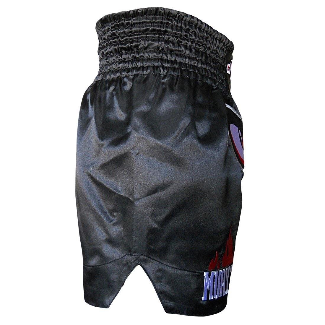 Leon No Fear Nakışlı Profesyonel Muay Thai ve Kick Boks Şortu Siyah