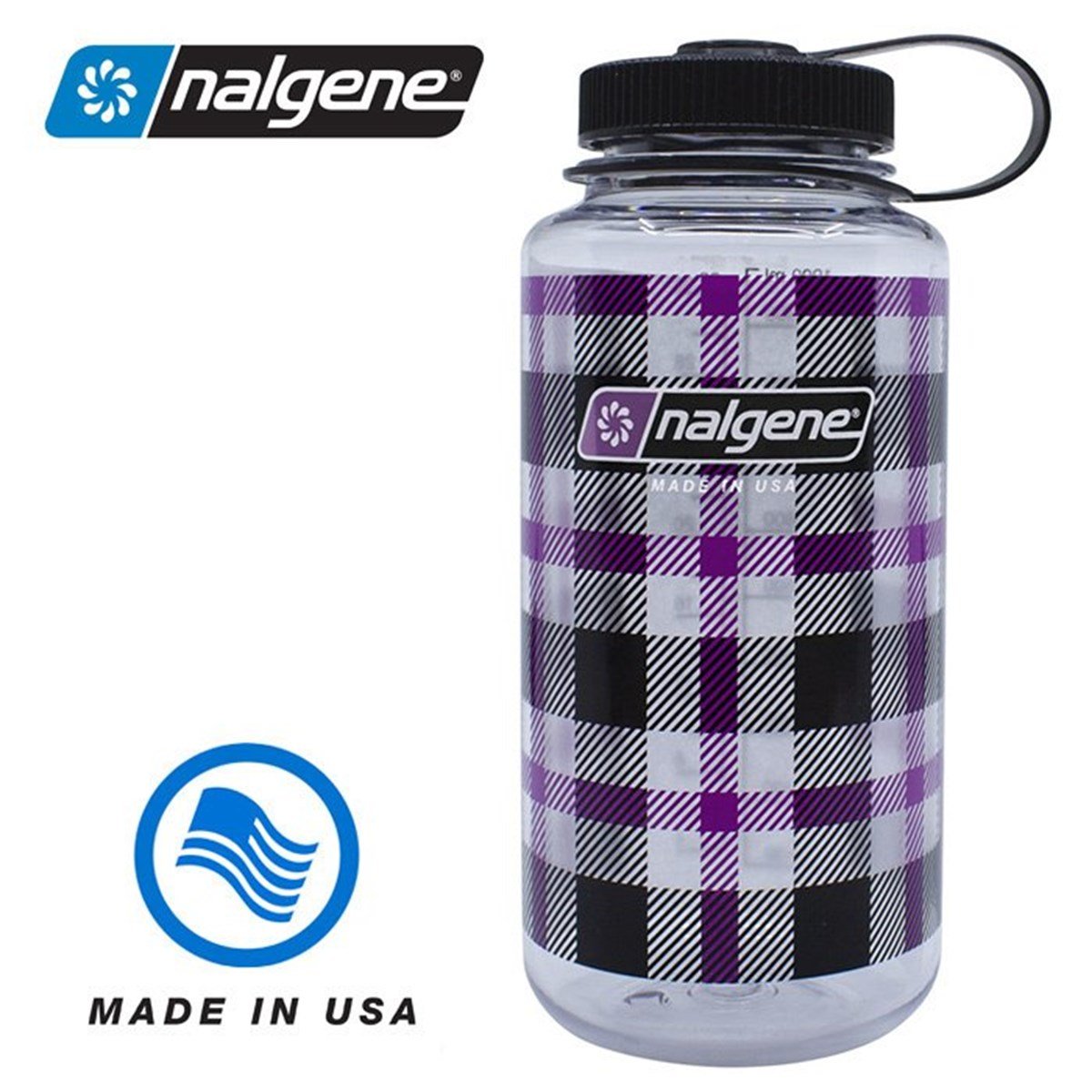 Nalgene 32 Oz Wide Mouth Suluk Matara 1 Litre Kare Desenli Mor