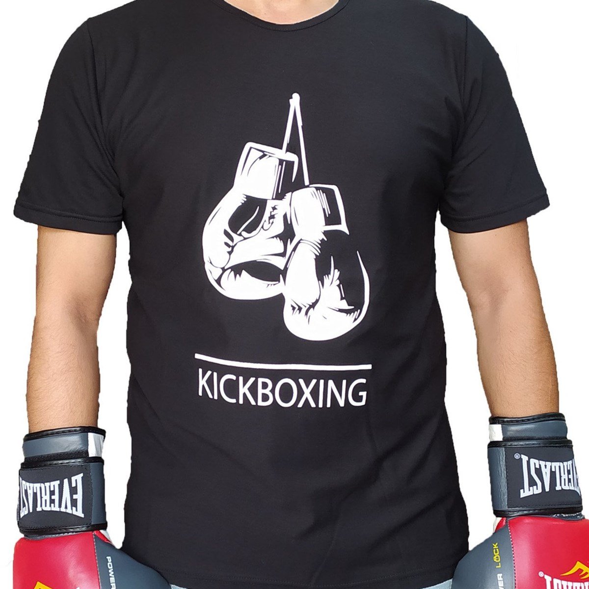 Suprem Penye Pamuklu Kickboxing Tişört Siyah