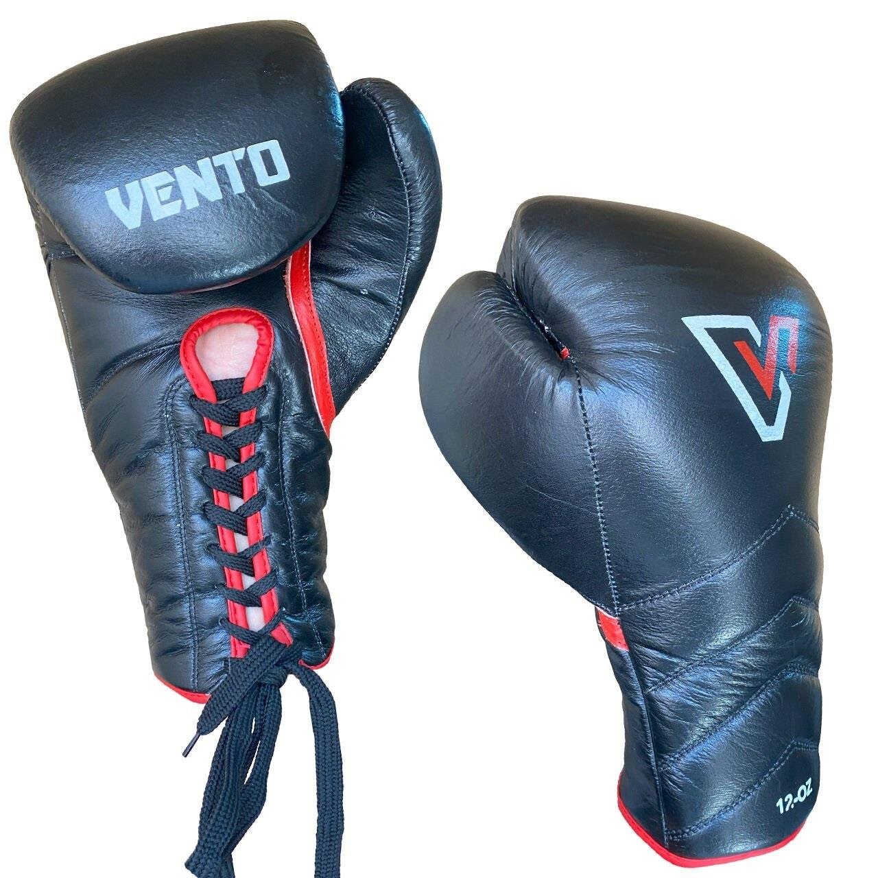 Vento Reaper Bağcıklı Hakiki Deri Boks ve Kick Boks Eldiveni Siyah