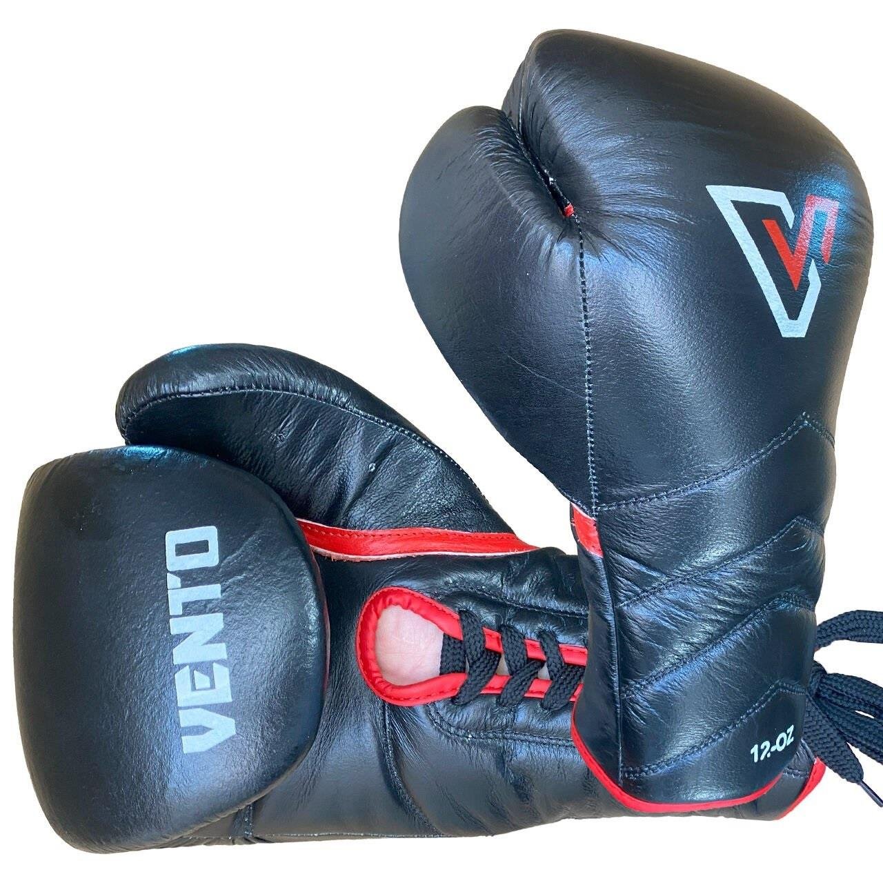 Vento Reaper Bağcıklı Hakiki Deri Boks ve Kick Boks Eldiveni Siyah