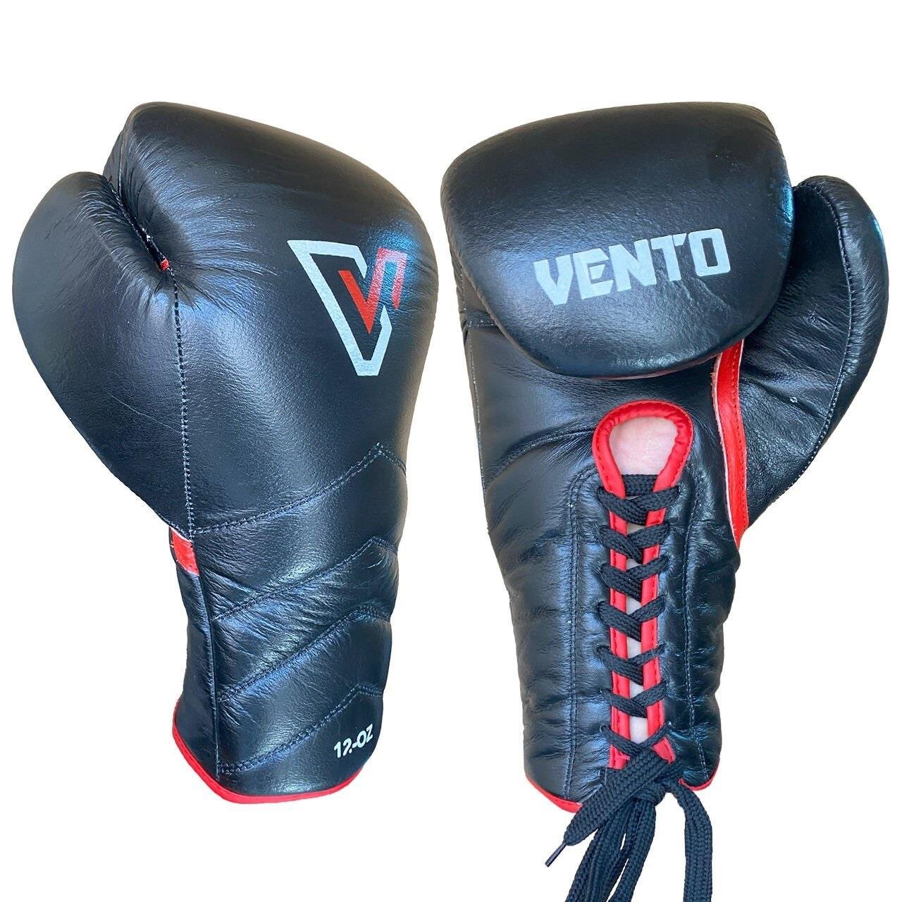 Vento Reaper Bağcıklı Hakiki Deri Boks ve Kick Boks Eldiveni Siyah