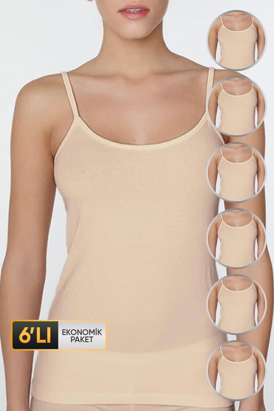 ÇK 0746 KADIN ELASTANLI İP ASKILI ATLET 6'LI