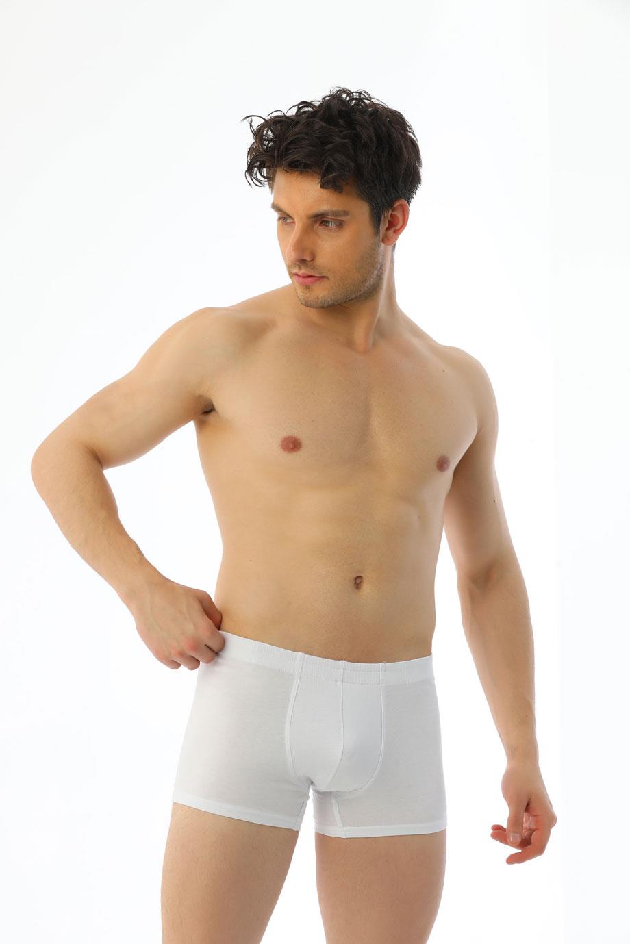Erkek Elastanlı Beyaz Boxer 810