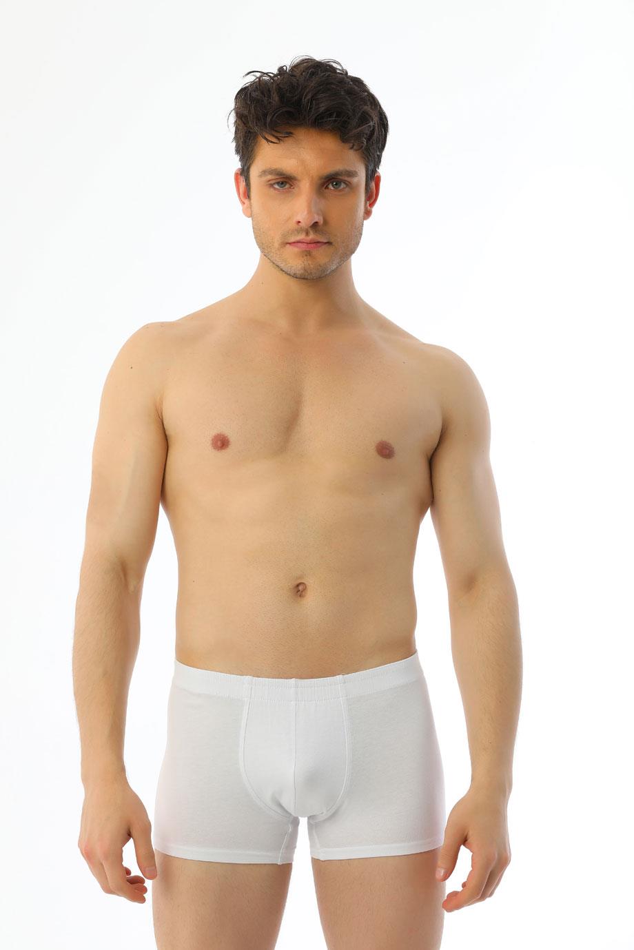 Erkek Elastanlı Beyaz Boxer 810