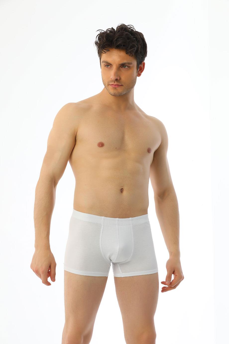 Erkek Elastanlı Beyaz Boxer 810