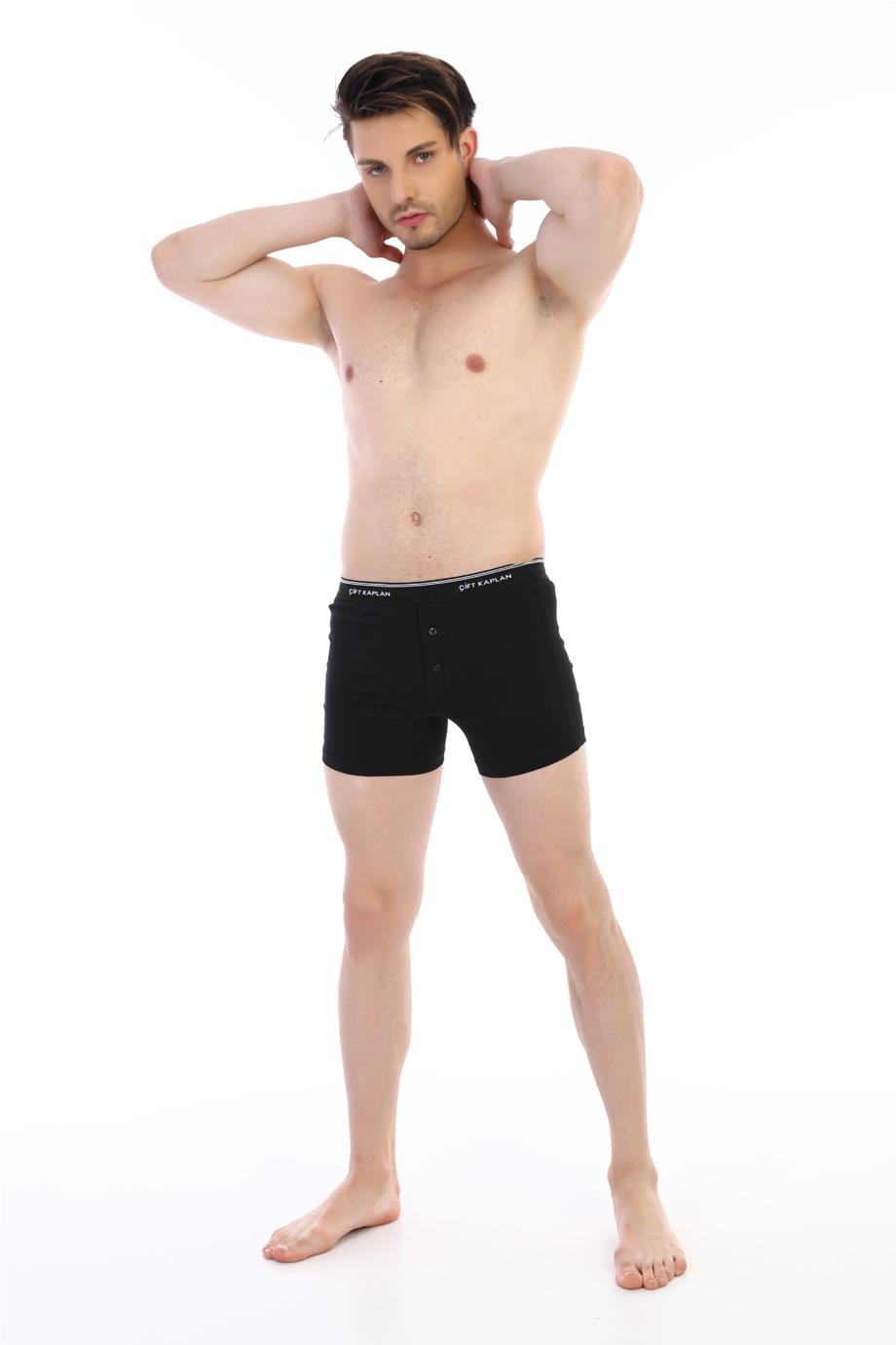 Erkek Elastanlı Biyeli Siyah Boxer Şort 880