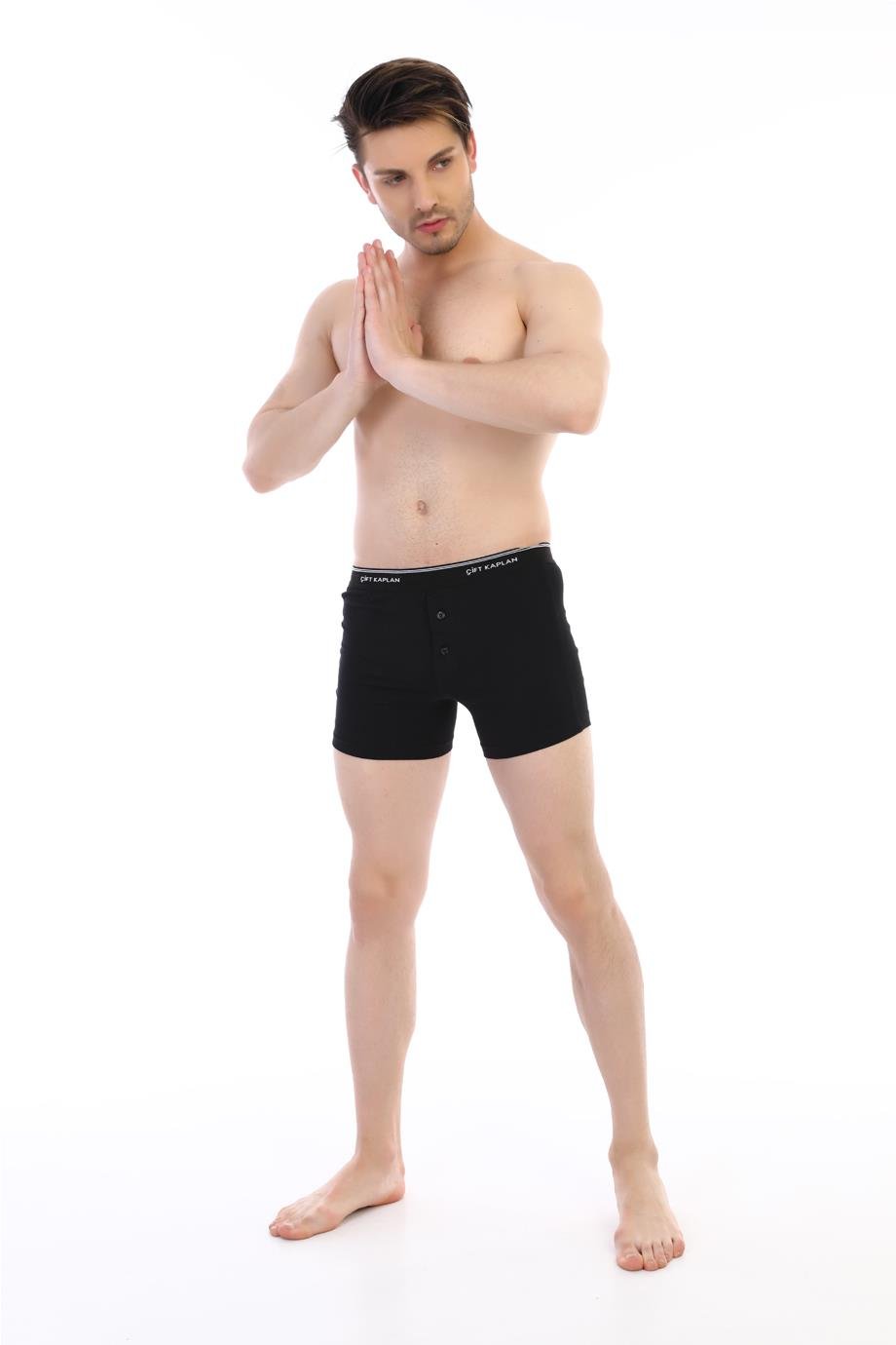 Erkek Elastanlı Biyeli Siyah Boxer Şort 880