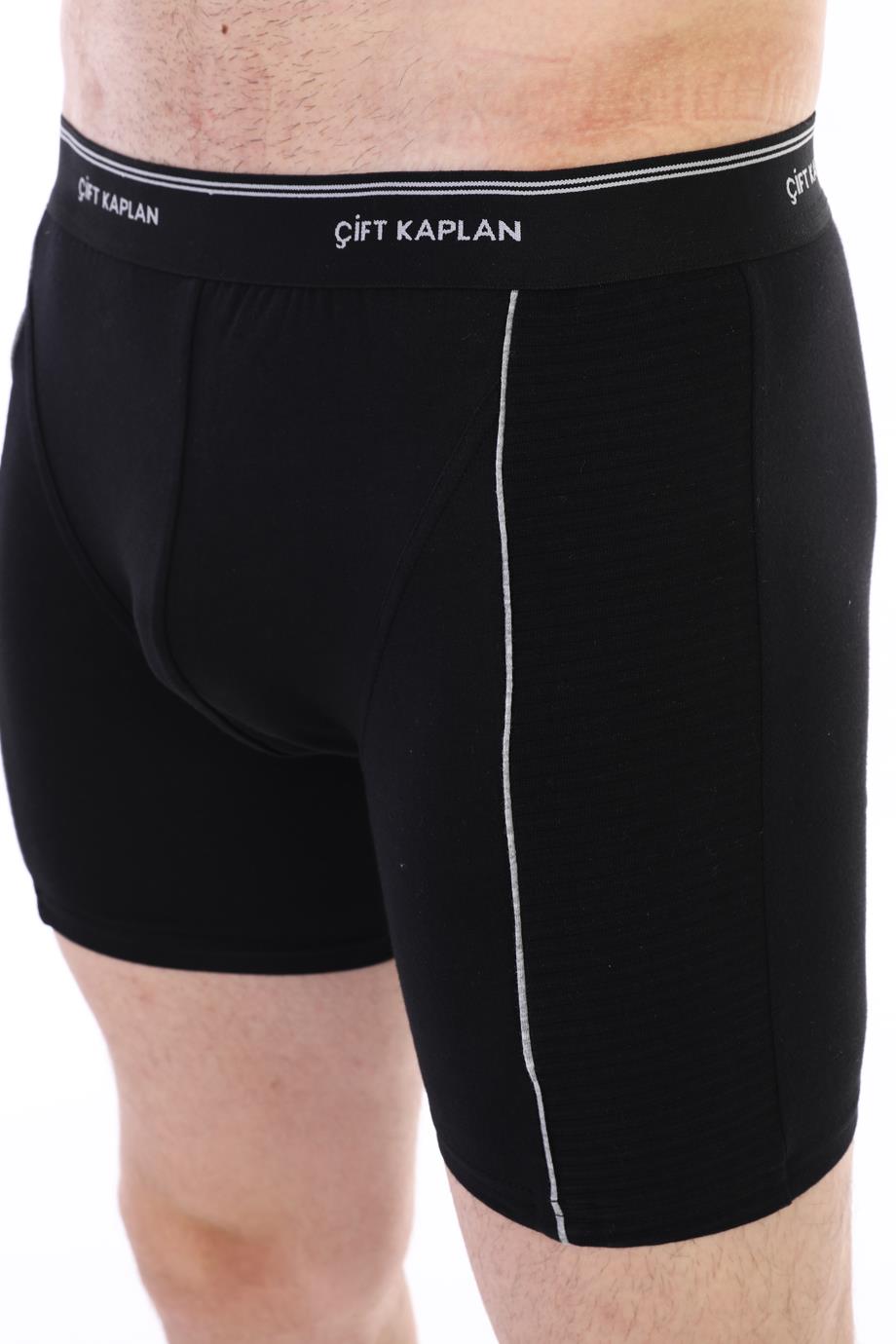 Erkek Elastanlı Biyeli Siyah Uzun Boxer 855
