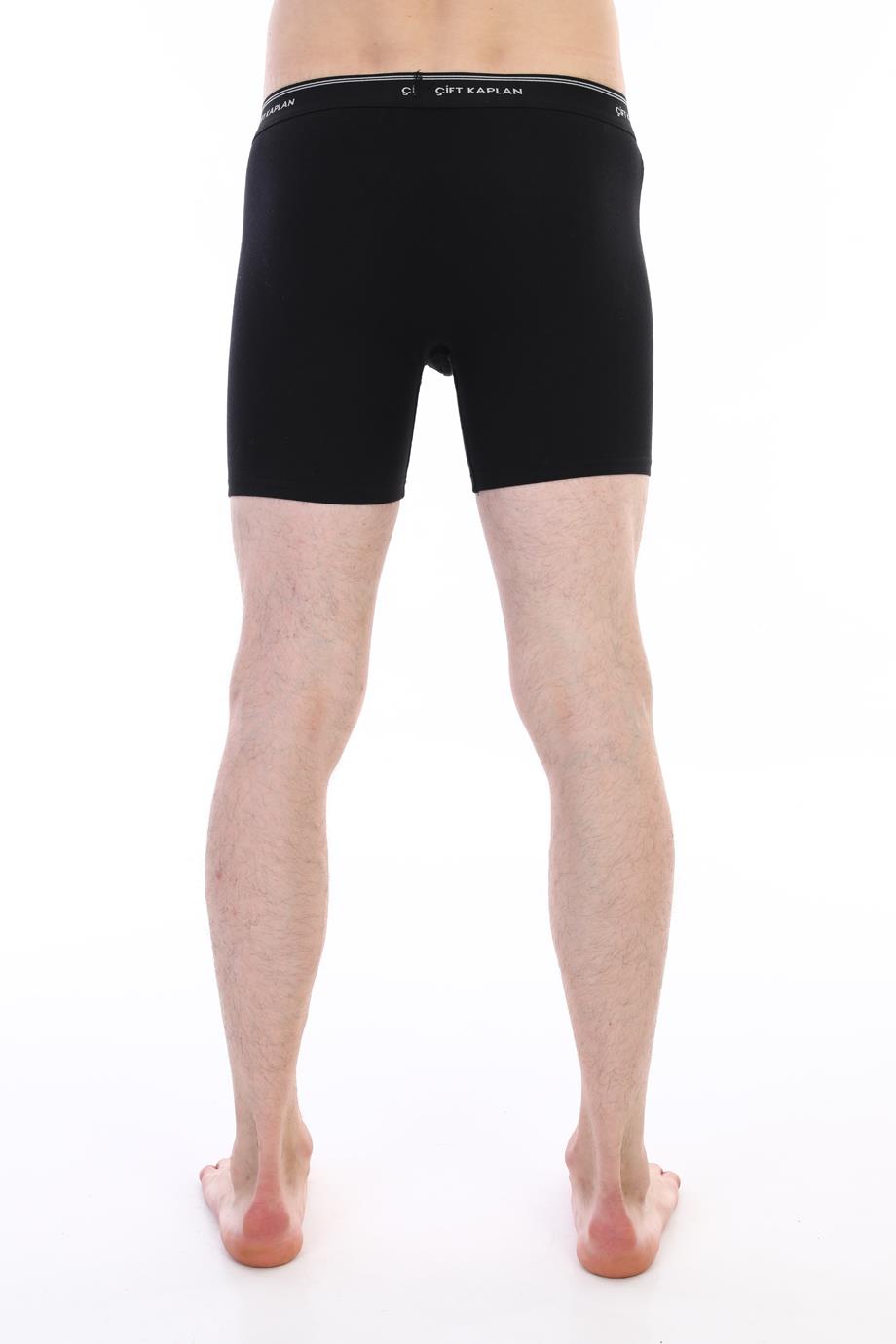Erkek Elastanlı Biyeli Siyah Uzun Boxer 855