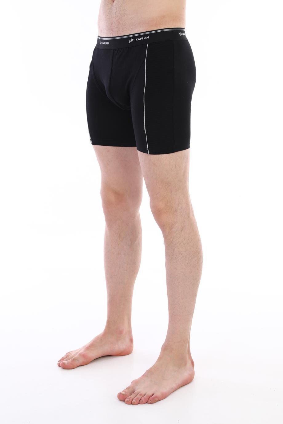 Erkek Elastanlı Biyeli Siyah Uzun Boxer 855