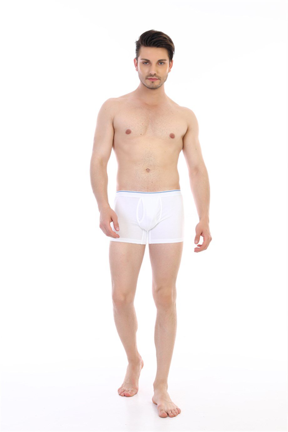 Erkek Elastanlı Cepli Beyaz Boxer 0888