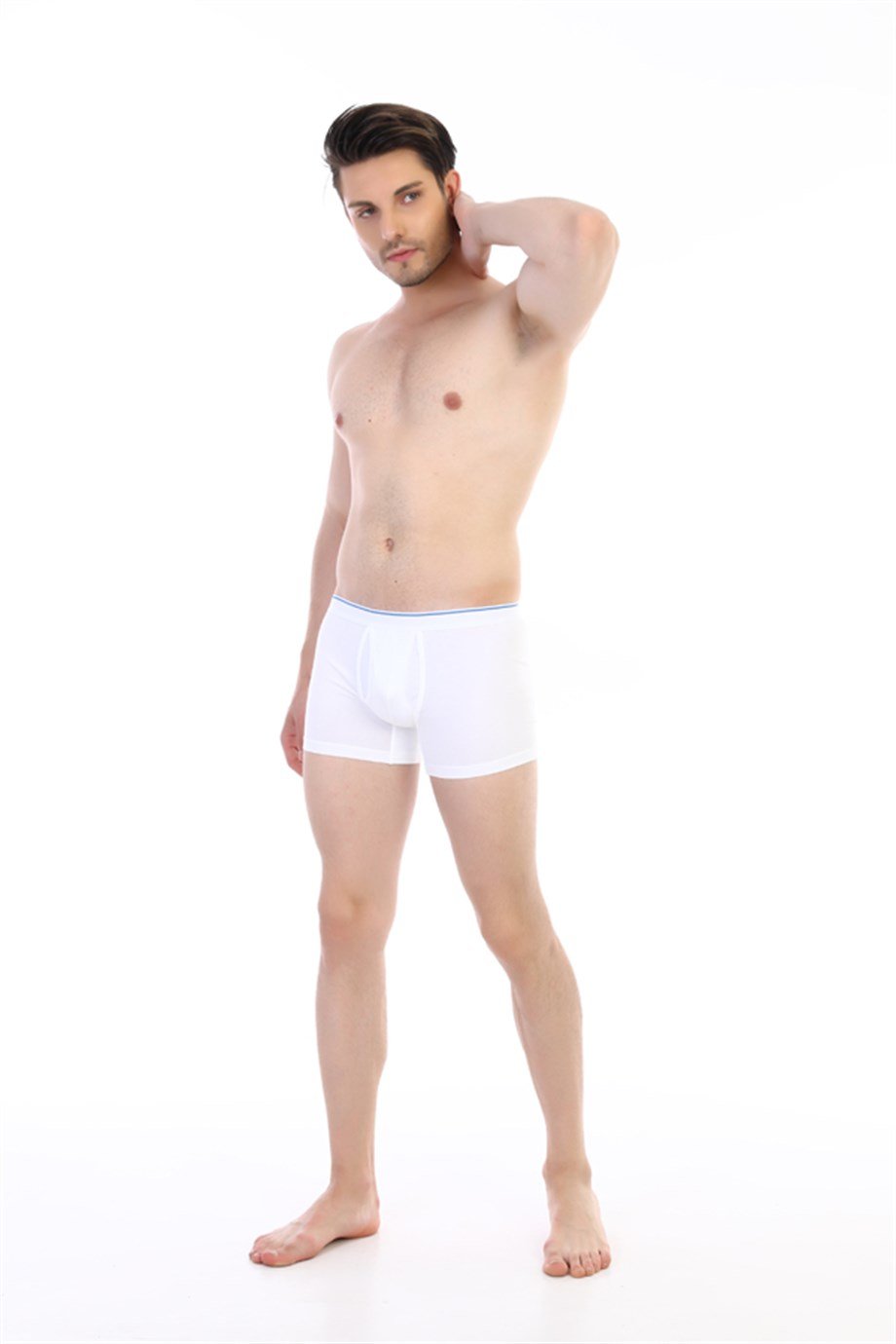 Erkek Elastanlı Cepli Beyaz Boxer 0888