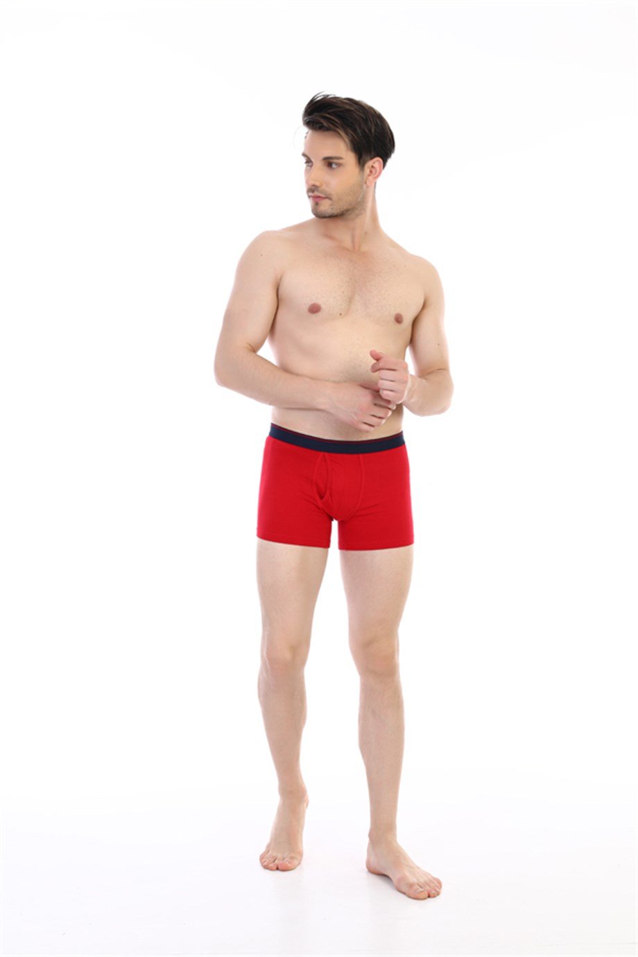 Erkek Elastanlı Cepli Kırmızı Boxer 0888